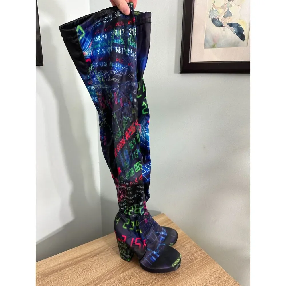 Dolls Kill Matrix Thigh High Boots size 5 Current Mood High Heel Platform Shoes
